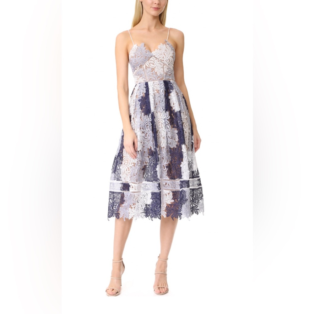 Self Portrait Sleeveless Camellias Midi Dress Lace Dress size 4 NWT